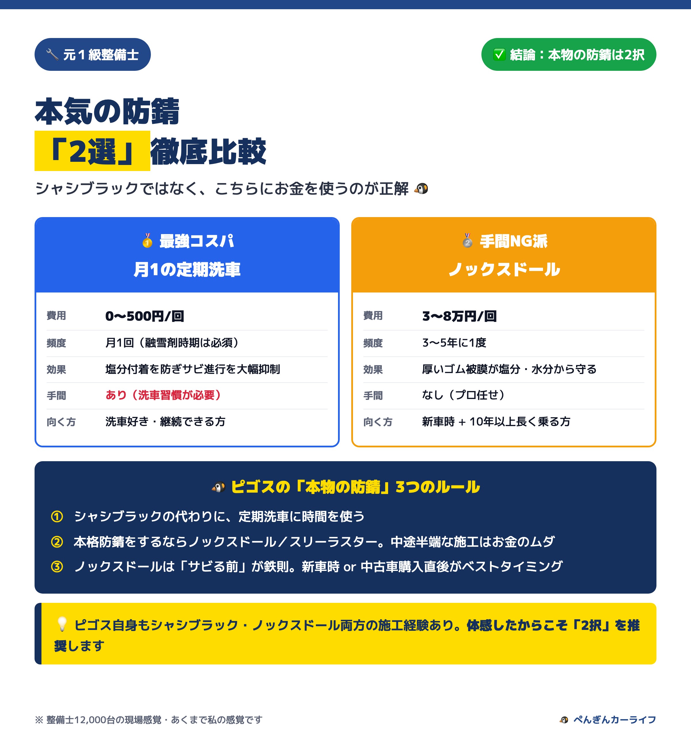 本気の防錆「2選」徹底比較 月1洗車とノックスドール 3/6 - ぺんぎんカーライフ