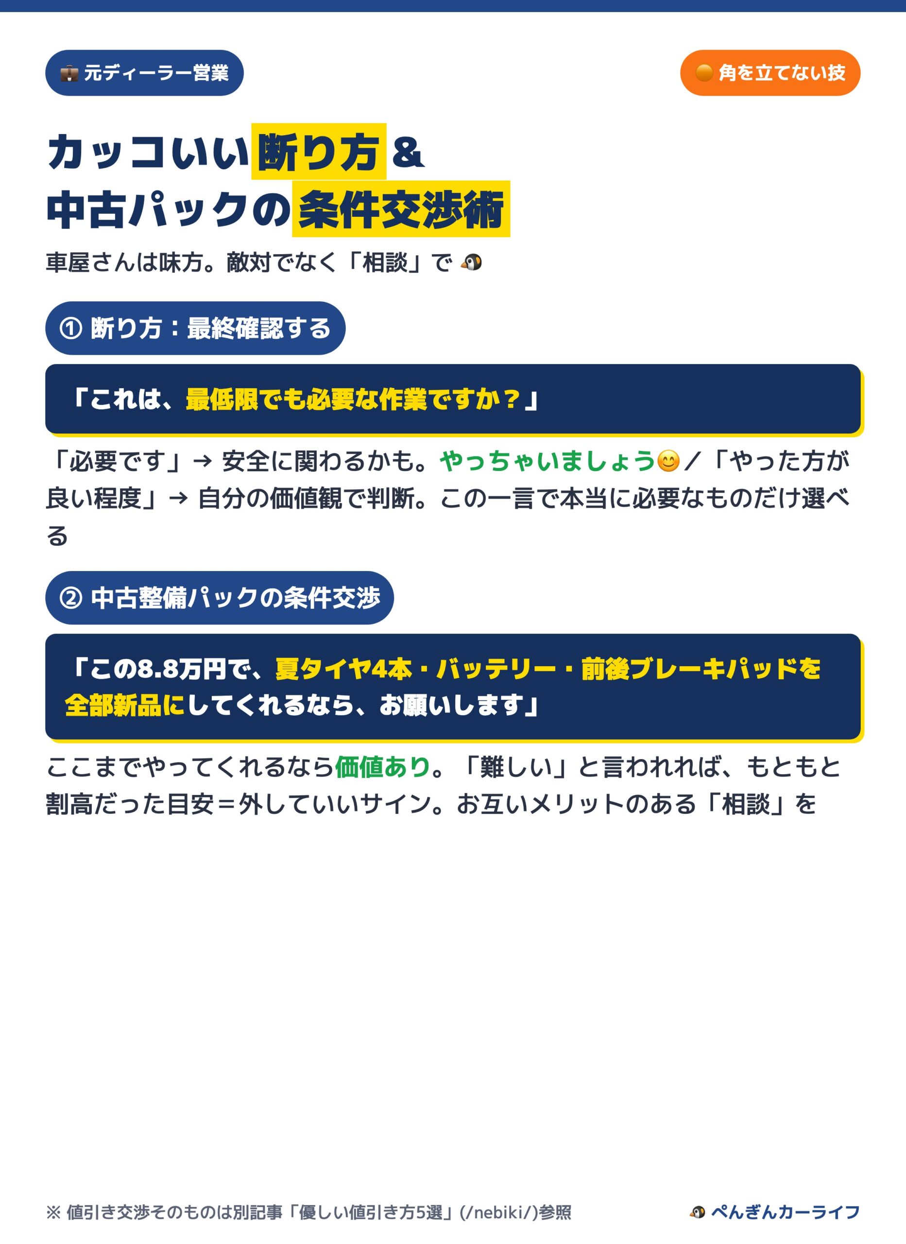 カッコいい断り方と中古パックの条件交渉術 5/6 - ぺんぎんカーライフ