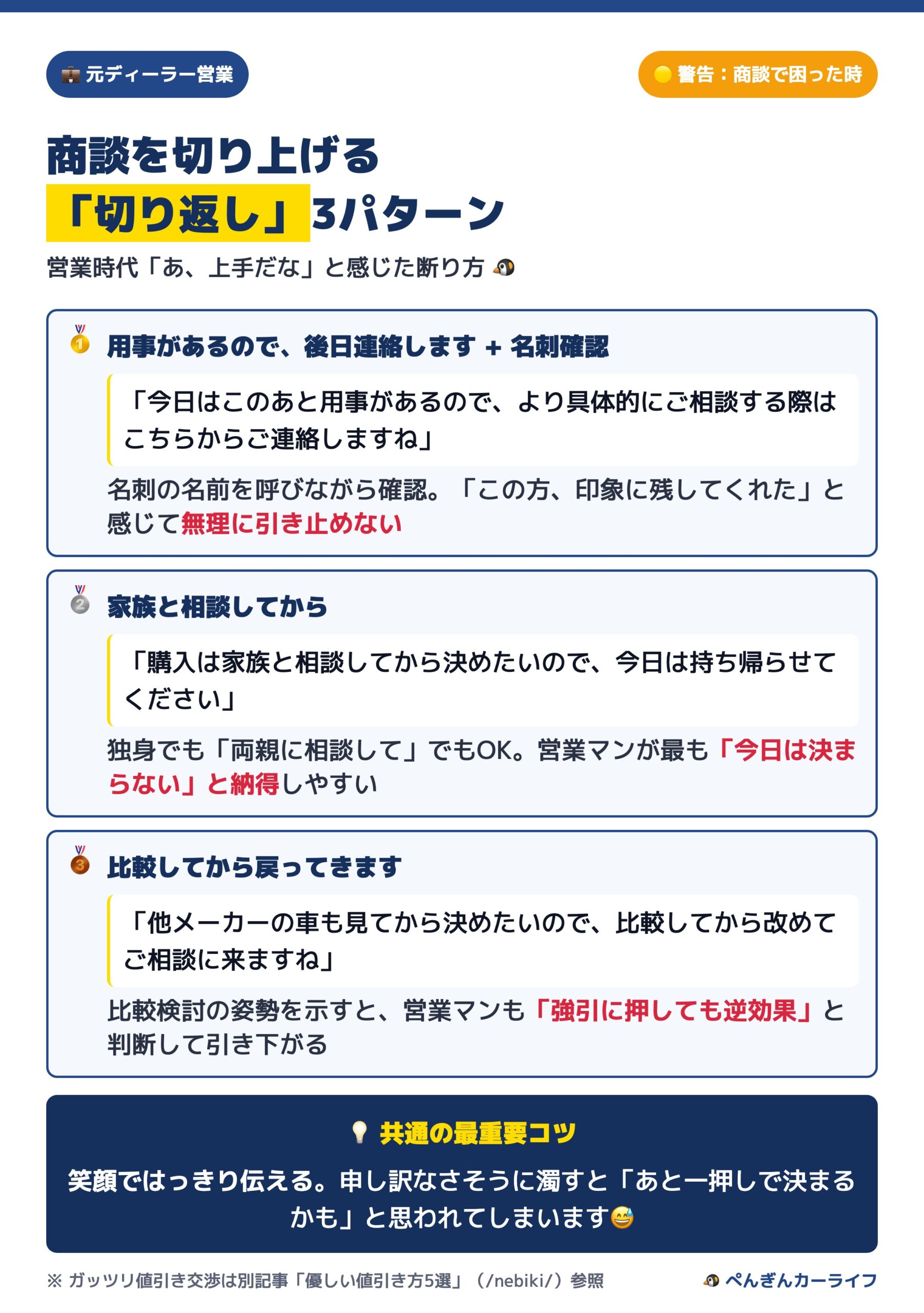 商談を切り上げる「切り返し」3パターン 営業時代に上手だなと感じた断り方 3/6 - ぺんぎんカーライフ