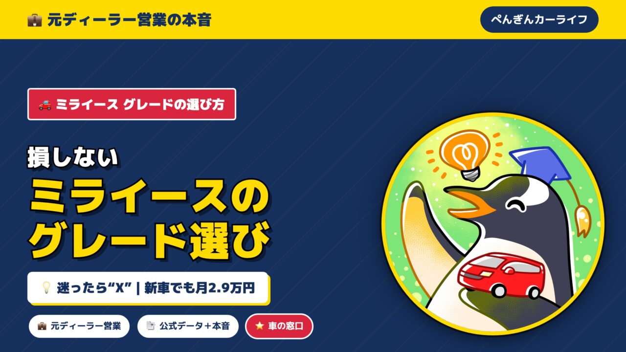 ダイハツ ミライースのグレードの選び方（損しない選び方）