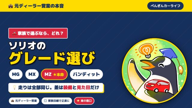 スズキ ソリオのグレードの選び方 MG MX MZ バンディット 本命MZ