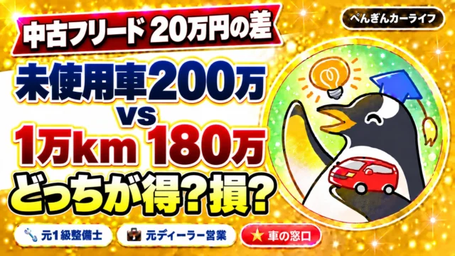 中古フリード20万円の差|未使用車200万vs1万km180万、どっちが得?損?
