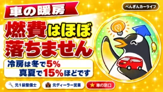 車の暖房で燃費はほぼ落ちません｜冷房は冬で5%、真夏で15%ほどです