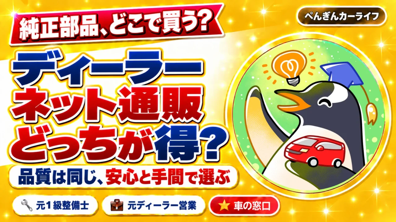 純正部品はディーラーとネット通販どちらが安い?品質は同じ、安心と手間で選ぶ