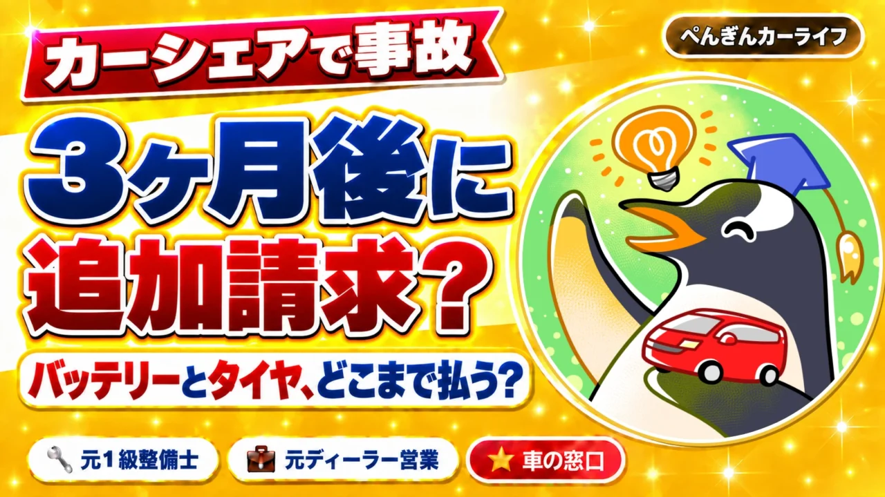 カーシェアで事故。3ヶ月後の追加請求はどこまで払う？