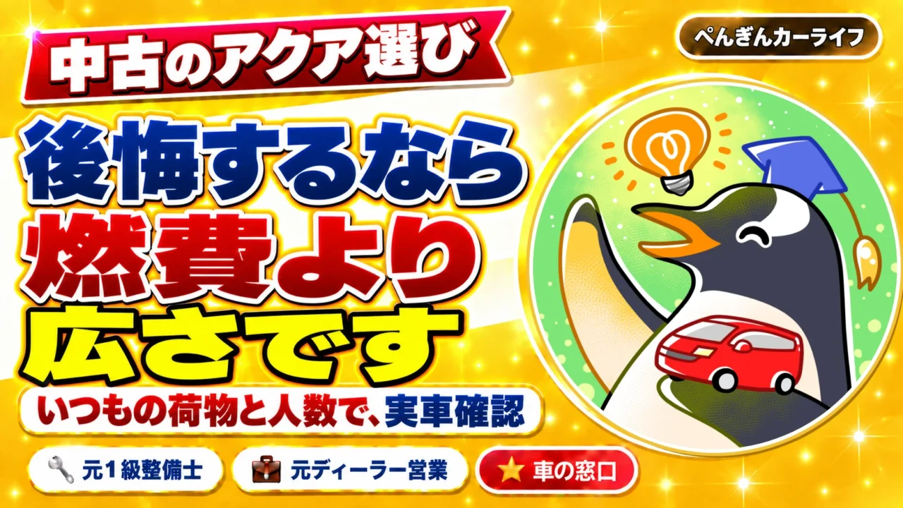 中古のアクアで後悔するとしたら、燃費より広さです
