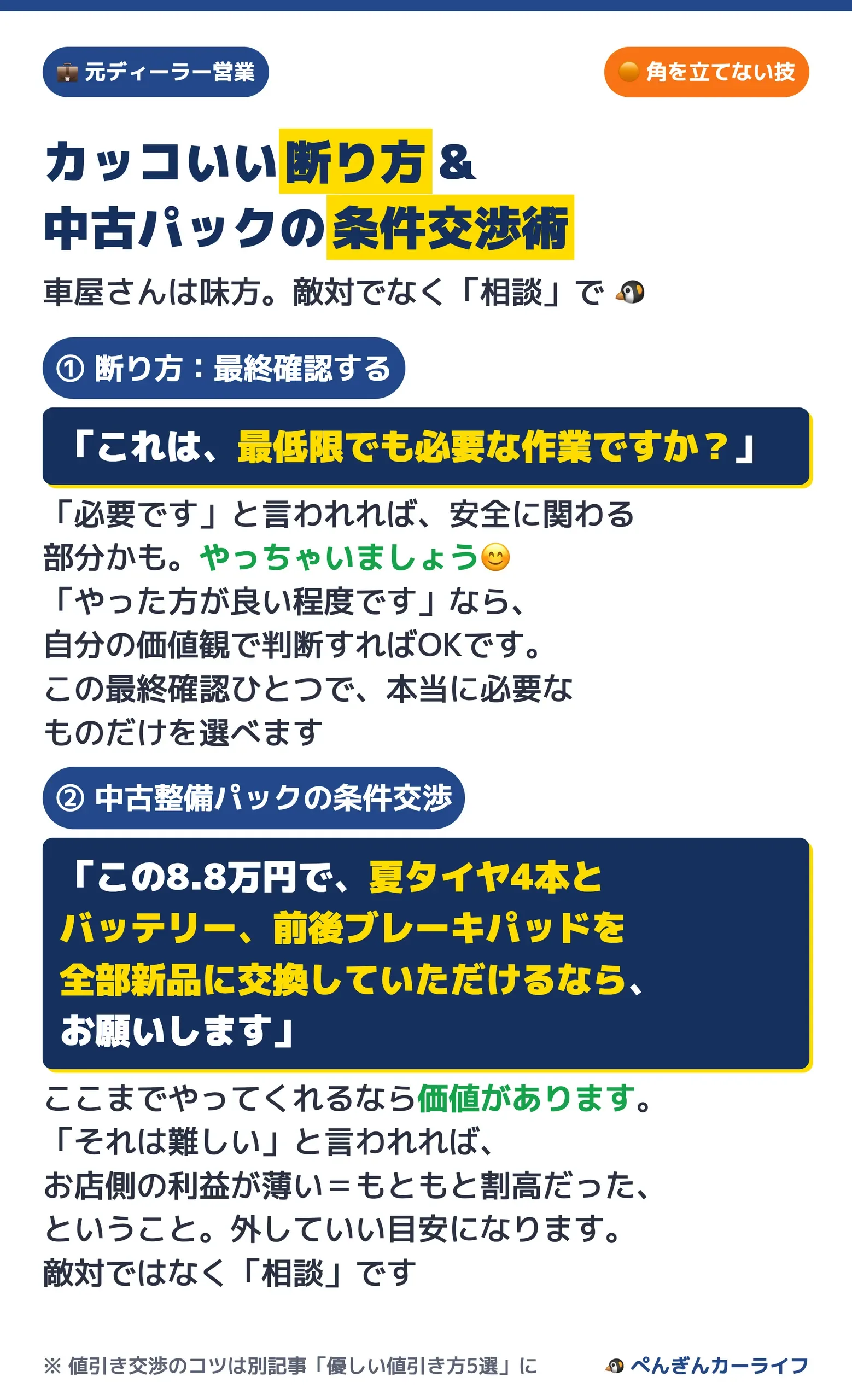 カッコいい断り方と中古パックの条件交渉術 5/6 - ぺんぎんカーライフ