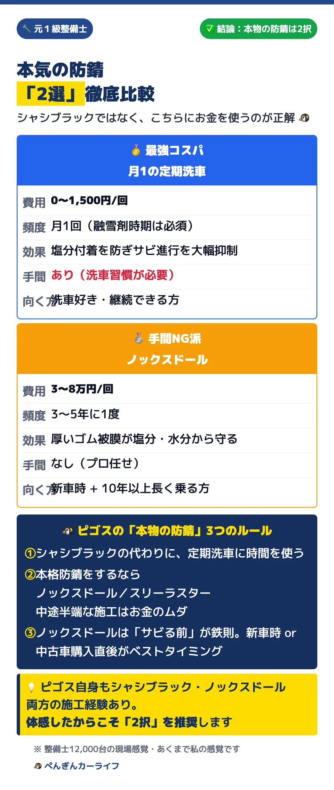 本気の防錆「2選」徹底比較 月1の定期洗車とノックスドール 3/6 - ぺんぎんカーライフ