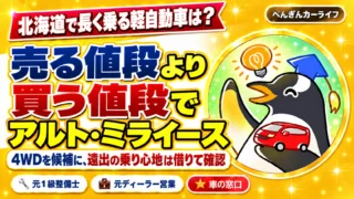 北海道で長く乗る軽自動車。売る値段より買う値段でアルトやミライースの4WDを候補に