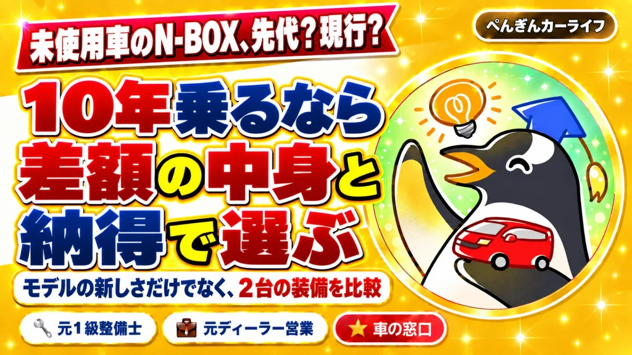 未使用車のN-BOX、先代と現行。10年乗るなら差額の中身と納得で選ぶ